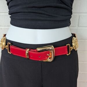 Carlisle Signed Leather Red and Gold Women's Belt